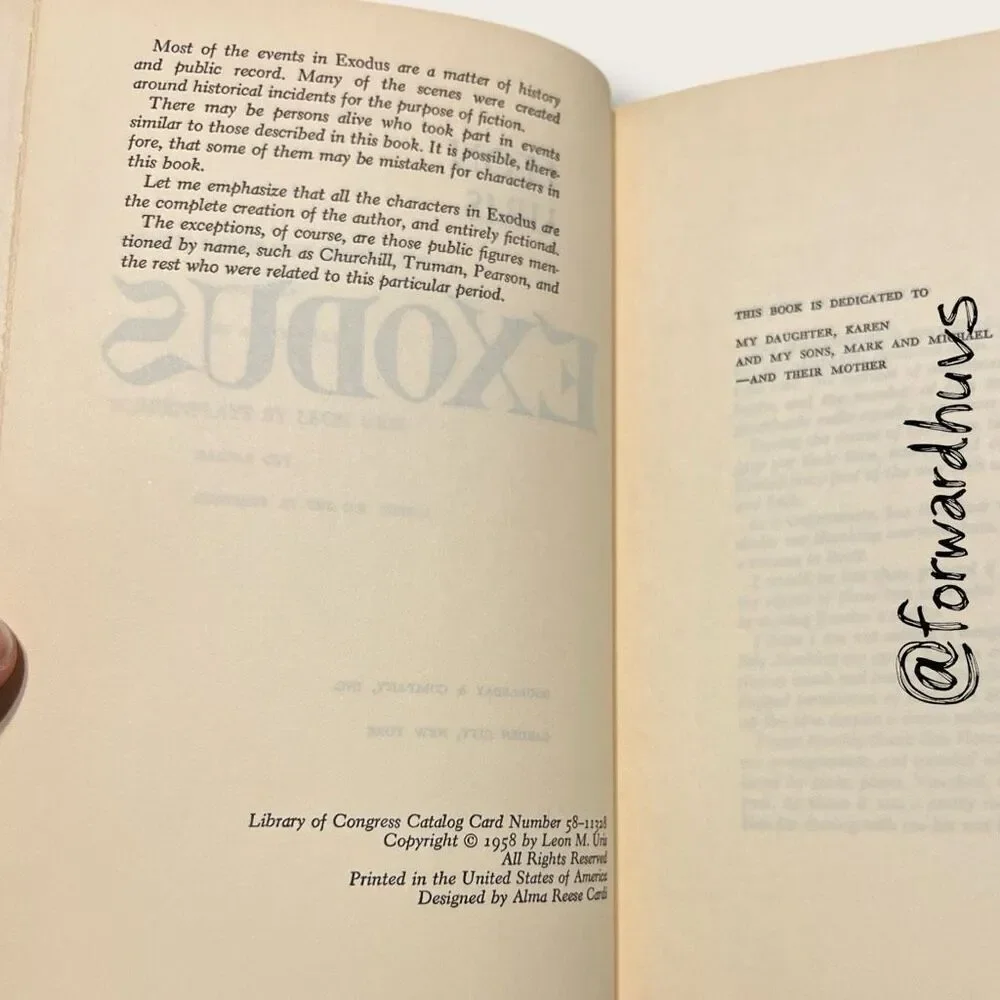 Exodus – Leon Uris – Hardcover 1958 – First Edition – Historical Novel of Israel